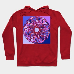 Square print with geometric repeated shapes in random bright neon colors Hoodie